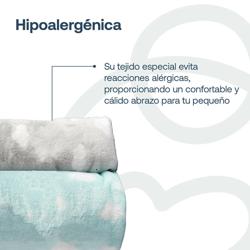 Pack 2 Mantas Bebe Hipoalergénica Celeste, Bebesit