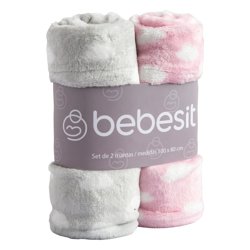 Pack 2 Mantas Bebe Hipoalergénica Rosa, Bebesit