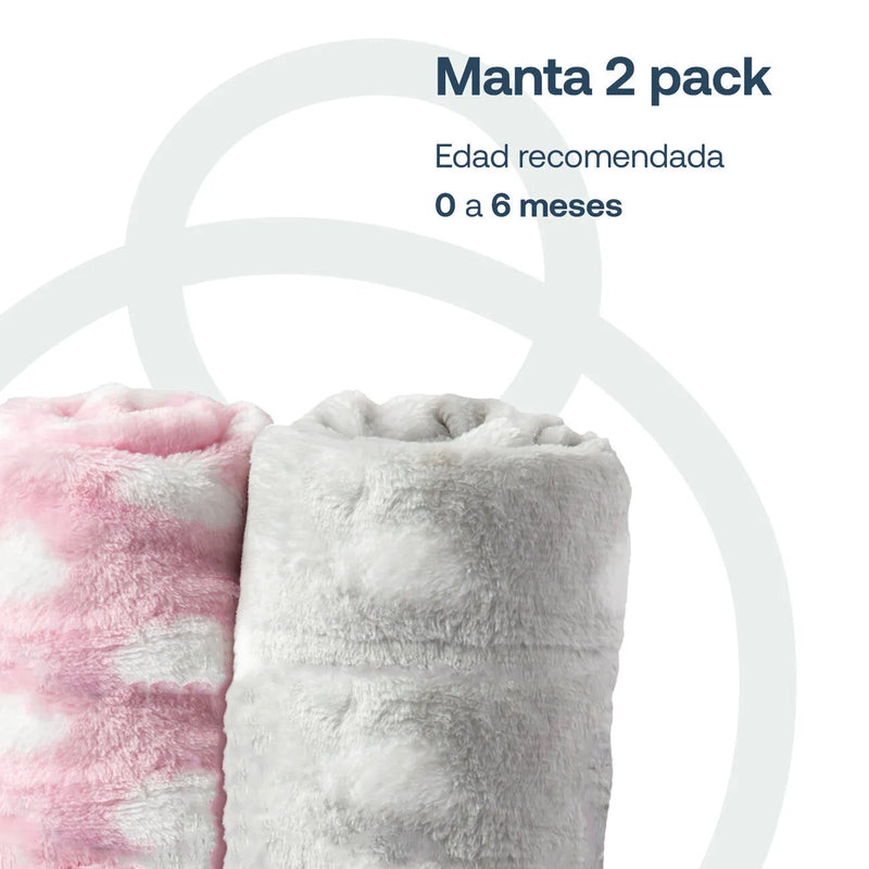 Pack 2 Mantas Bebe Hipoalergénica Rosa, Bebesit