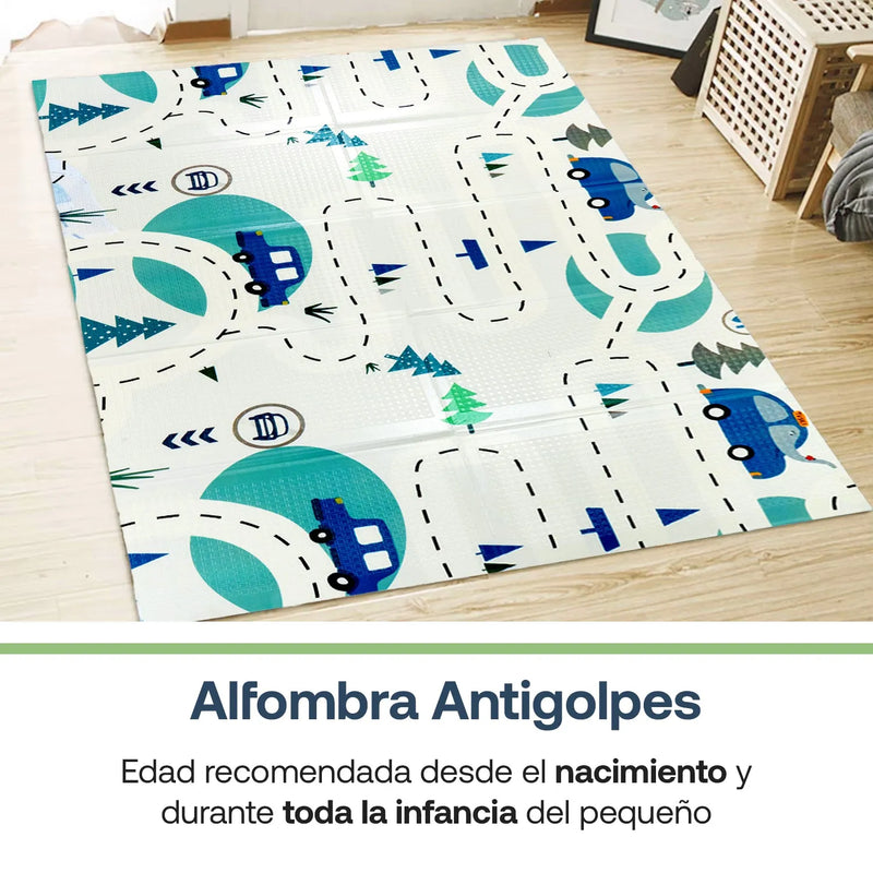 Alfombra Antigolpes Infantil Plegable 180X200 Auto y Montaña, Bebesit