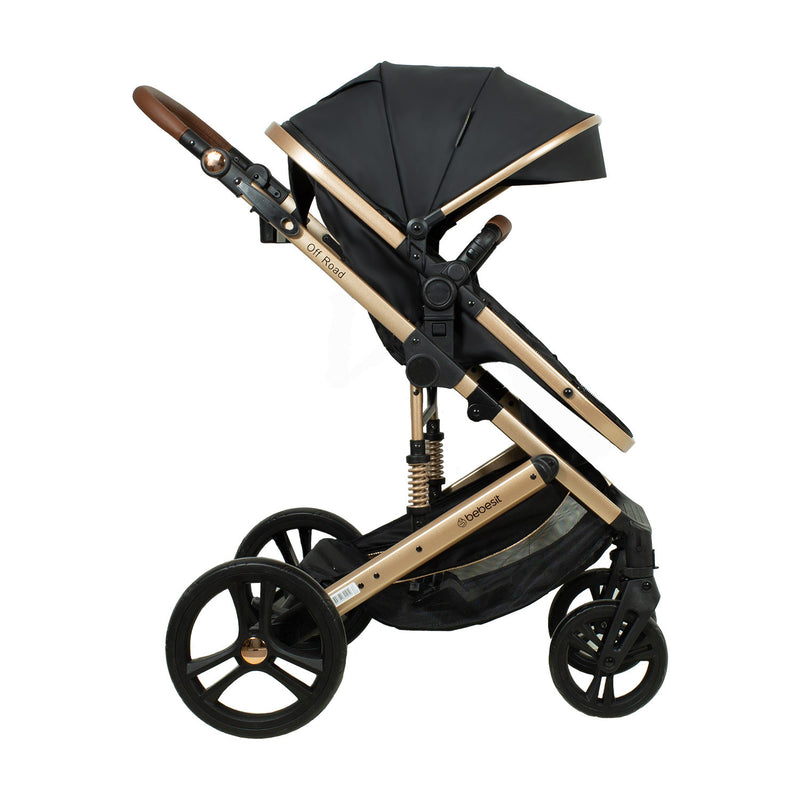 Coche Cuna Travel System Offroad Negro – 3 en 1 Completo, Bebesit