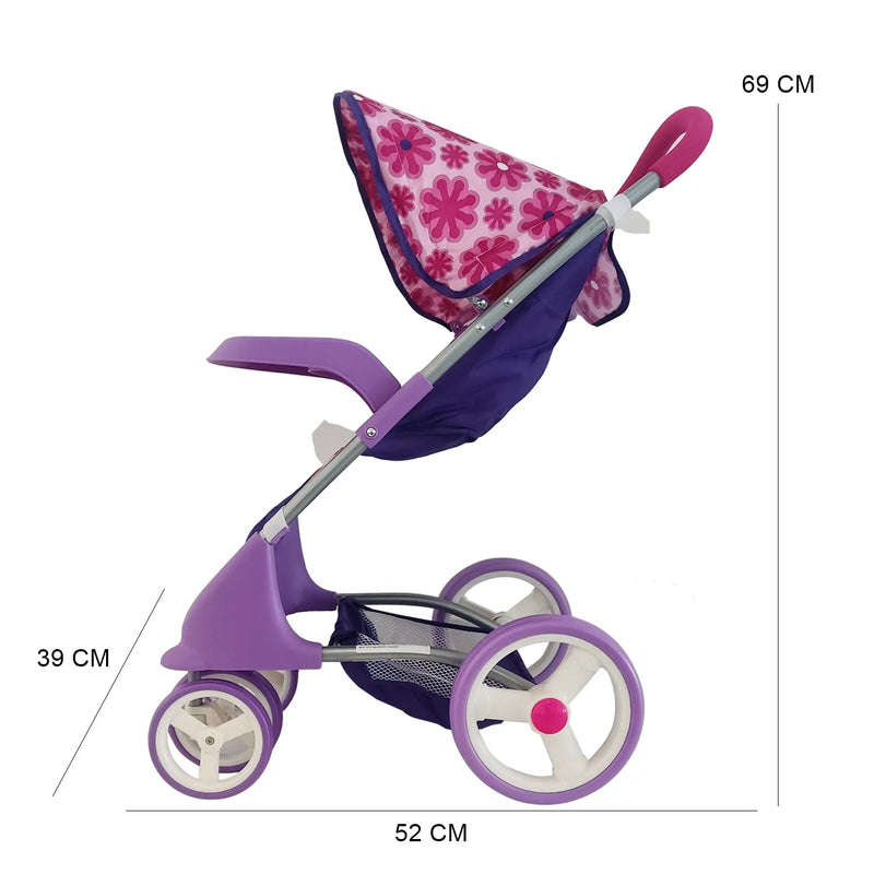 Juguete Muñeca Coche travel con cuna flores, Bebesit