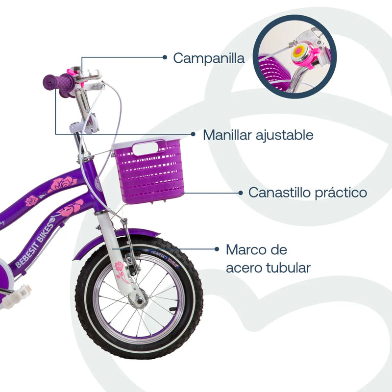 Bicicleta Queen Aro 12 Morada, Bebesit