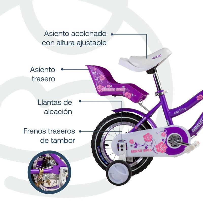 Bicicleta Queen Aro 12 Morada, Bebesit