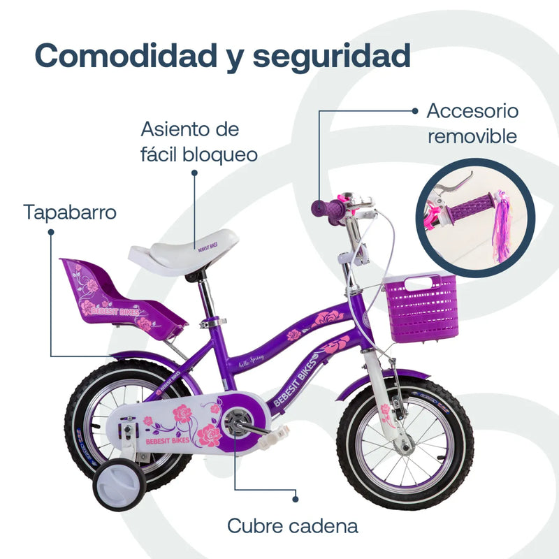 Bicicleta Queen Aro 12 Morada, Bebesit