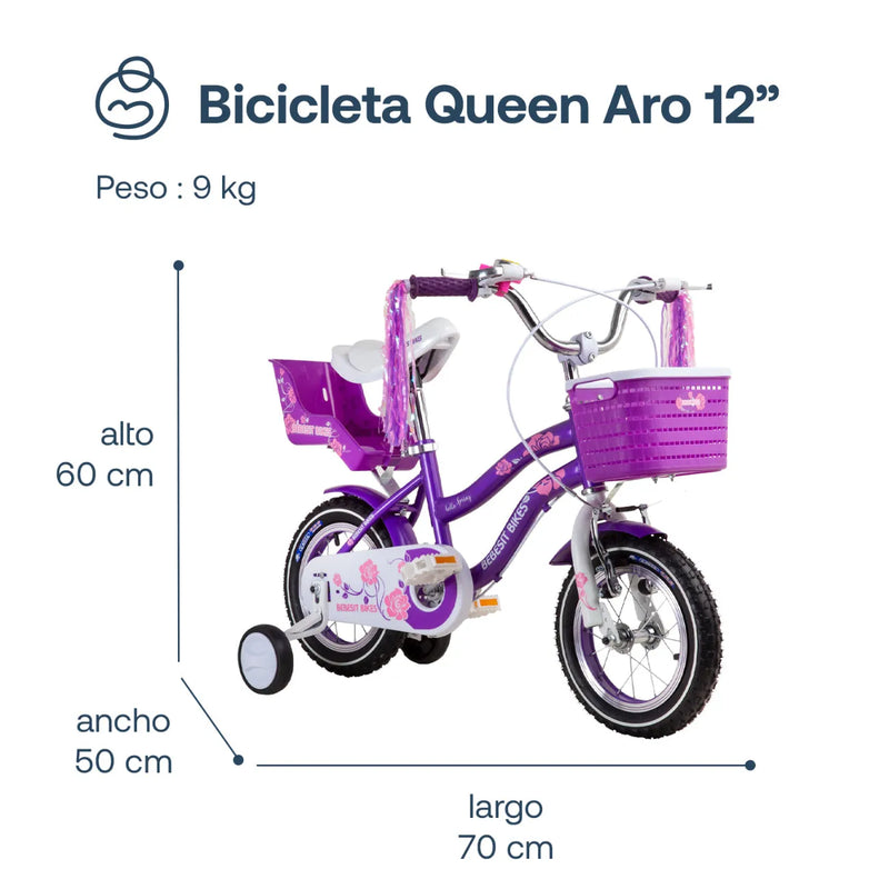 Bicicleta Queen Aro 12 Morada, Bebesit