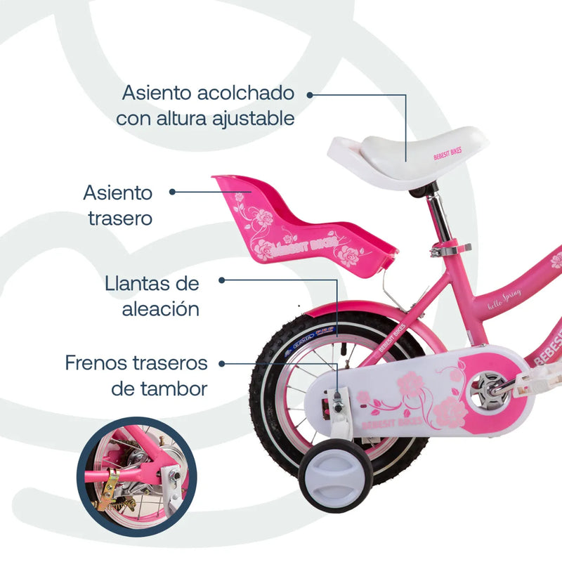 Bicicleta Queen Aro 12 Rosada, Bebesit