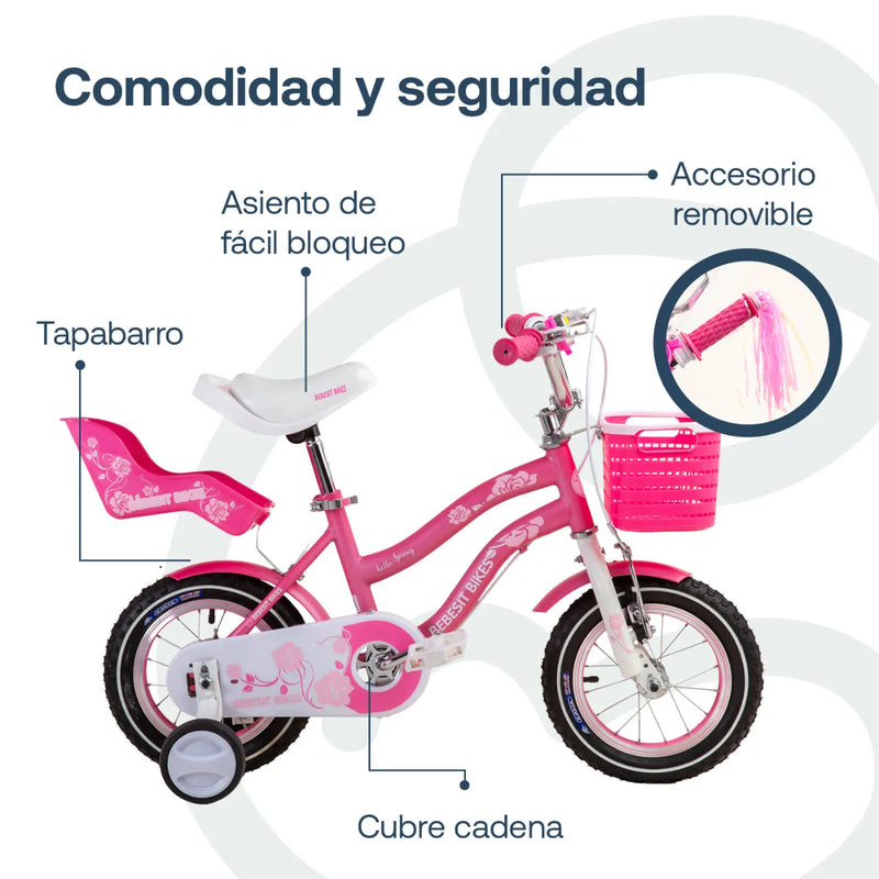 Bicicleta Queen Aro 12 Rosada, Bebesit