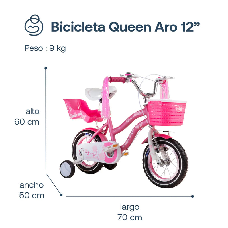 Bicicleta Queen Aro 12 Rosada, Bebesit