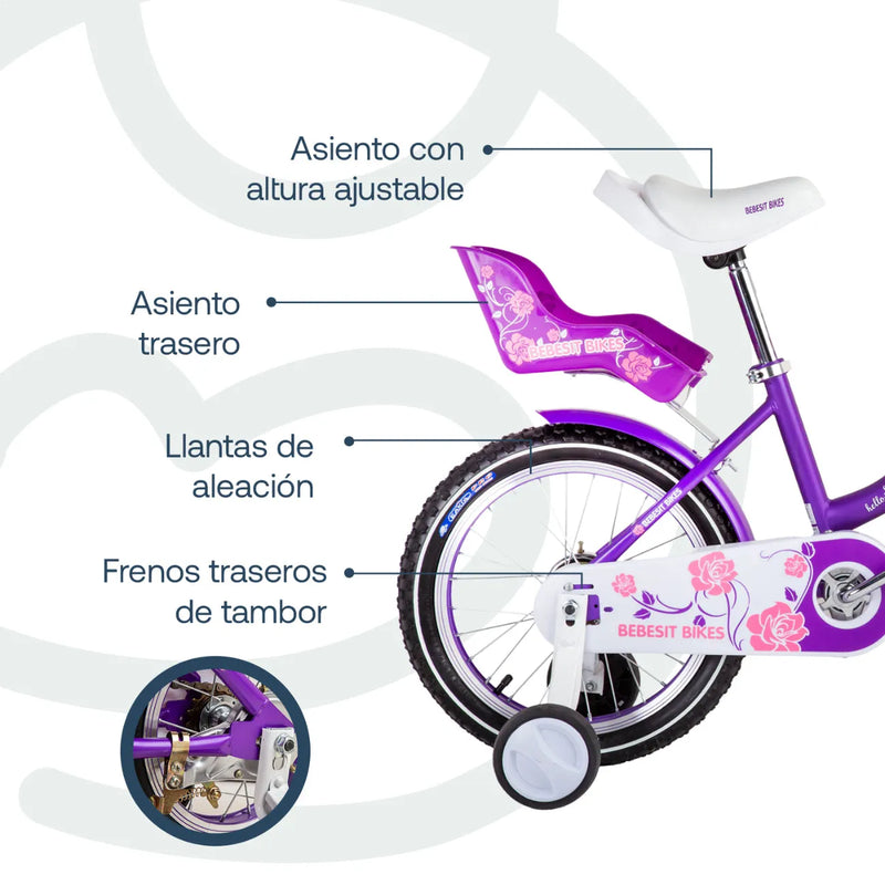 Bicicleta Queen Aro 16 Morada, Bebesit