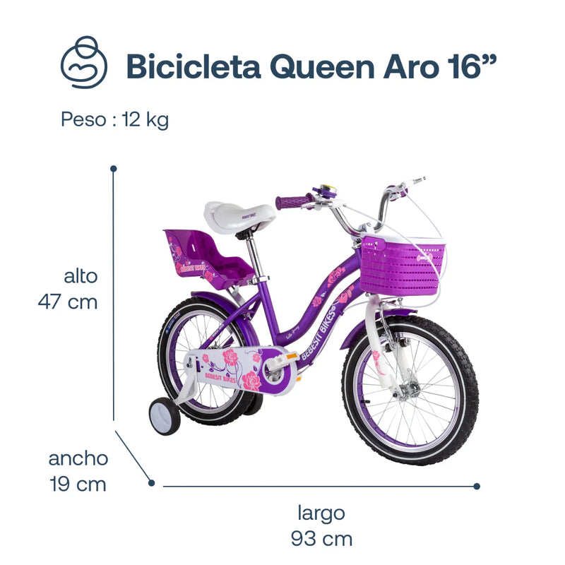 Bicicleta Queen Aro 16 Morada, Bebesit