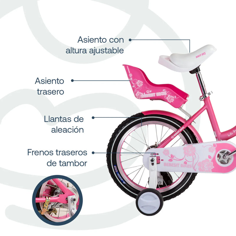 Bicicleta Queen Aro 16 Rosada, Bebesit