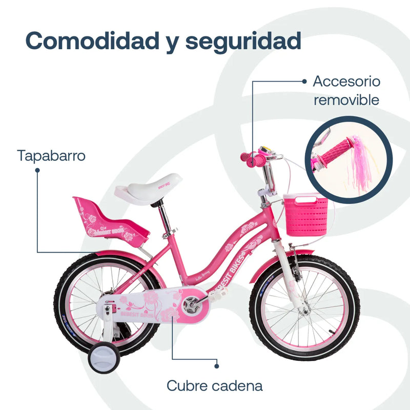 Bicicleta Queen Aro 16 Rosada, Bebesit