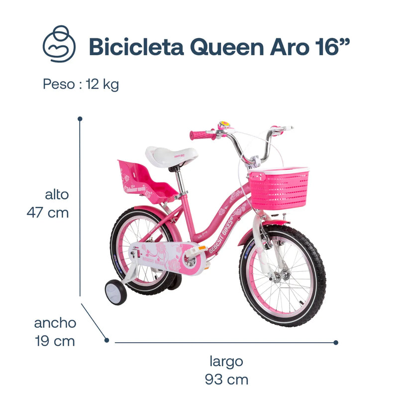 Bicicleta Queen Aro 16 Rosada, Bebesit