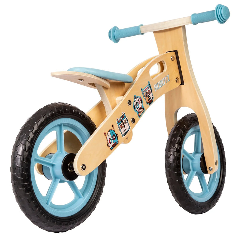 Balance Bike Bicicleta de Equilibrio Aprendizaje Madera Robot Celeste, Bebesit