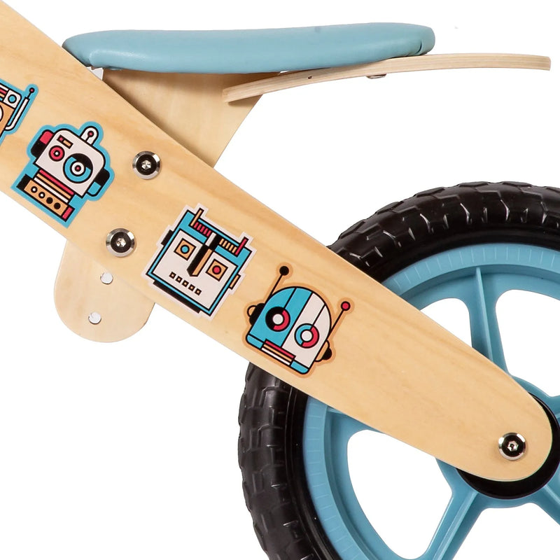 Balance Bike Bicicleta de Equilibrio Aprendizaje Madera Robot Celeste, Bebesit