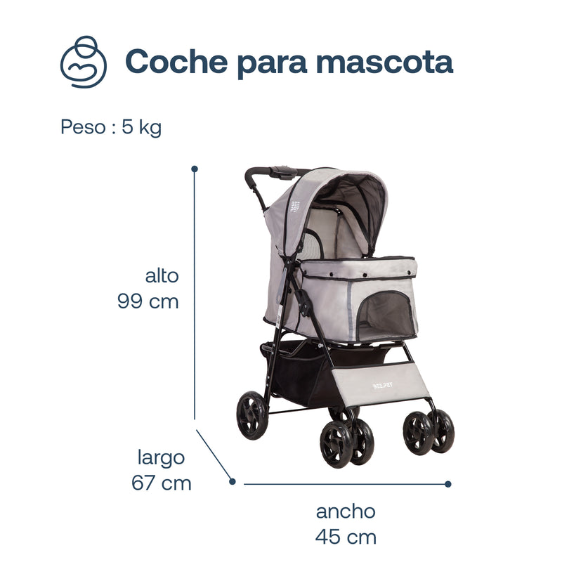 Coche Mascotas Plegable Pro Perro Gato Gris BeePet by, Bebesit