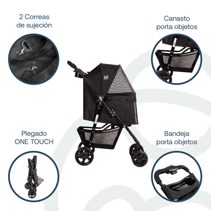 Coche Mascotas Plegable Pro Perro Gato Negro BeePet by, Bebesit