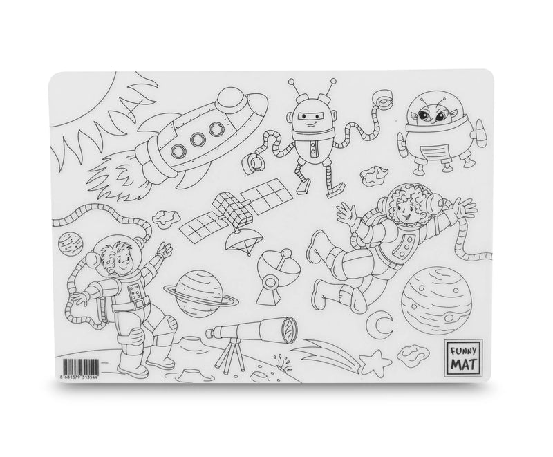 2 Pack Tapete Espacio y Dinosaurios  con 6 rotuladores, Funny mat