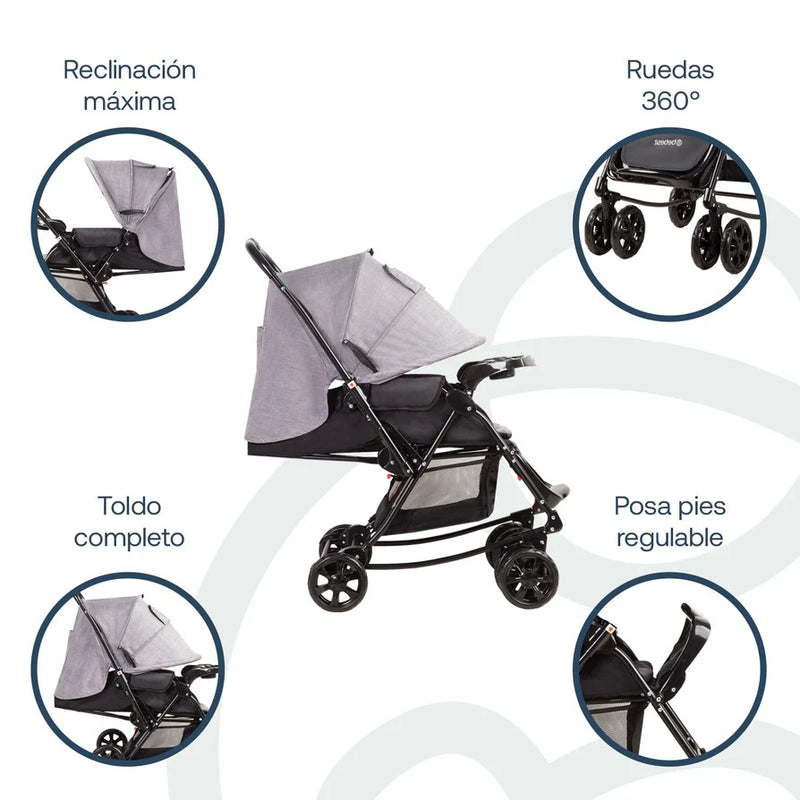 Coche Cuna Balancin  Gris Melange