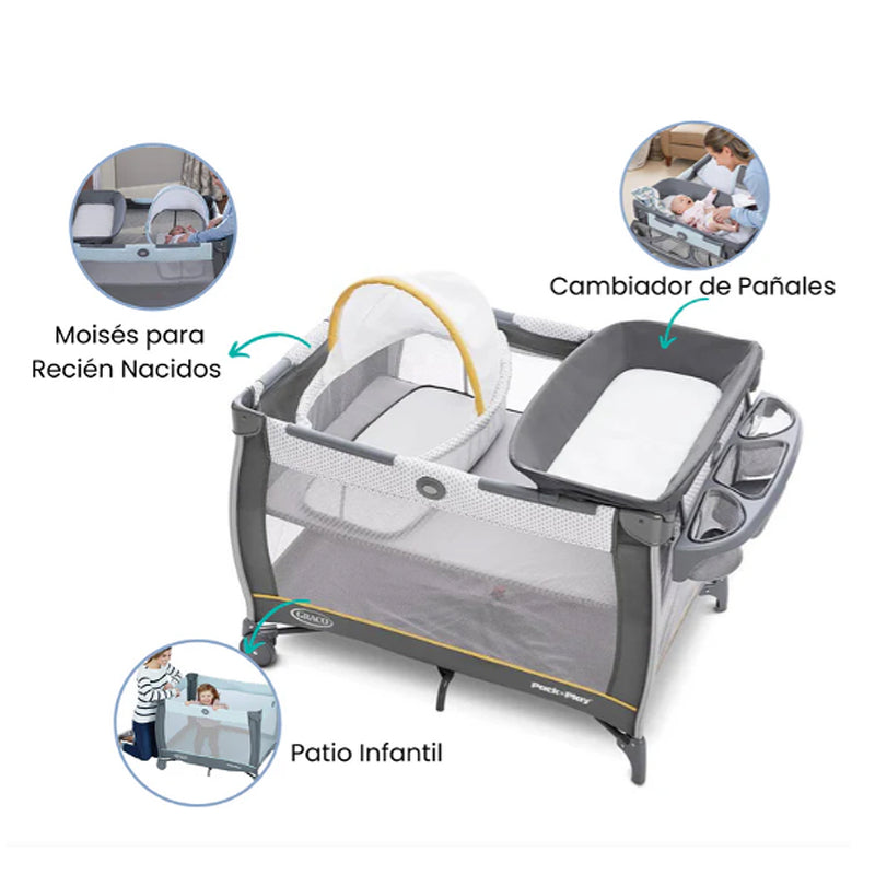 Cuna Graco Pack and Play Care Suite Wells con Moisés y Corral