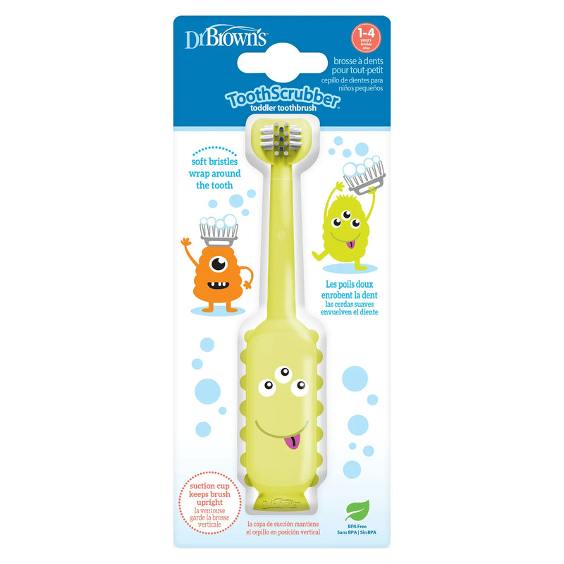 Cepillo de Dientes Bebés y Niños Pequeños 1-4 años, Monster, Verde Claro, Dr.Brown&