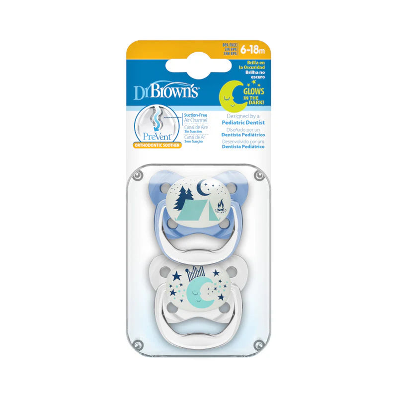 Chupete Prevent Noche Mariposa 6-18M 2UN Azul, Dr. Brown&