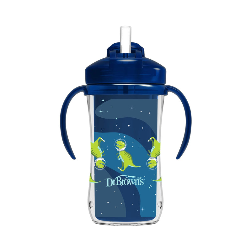 Vaso Térmico con pajita 300ml 12M+ Azul, Dr.Brown&