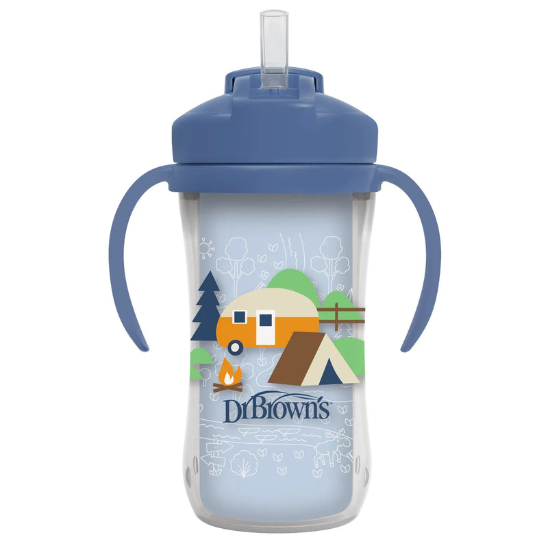 Vaso Térmico con pajita 300ml 12M+ Azul Océano, Dr. Brown&