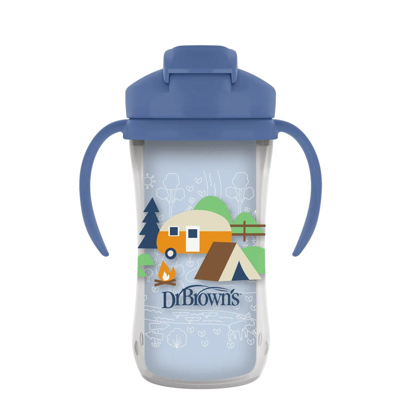 Vaso Térmico con pajita 300ml 12M+ Azul Océano, Dr. Brown&