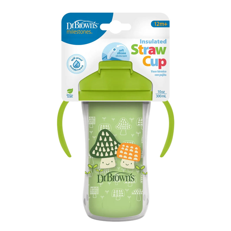 Vaso Térmico con pajita 300ml 12M+ Verde, Dr. Brown&