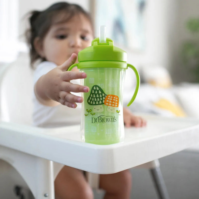 Vaso Térmico con pajita 300ml 12M+ Verde, Dr. Brown&