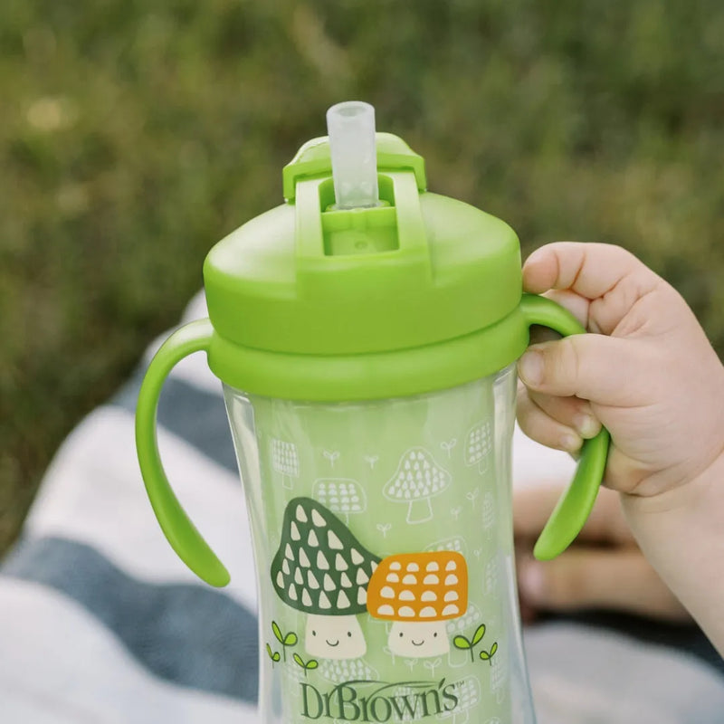 Vaso Térmico con pajita 300ml 12M+ Verde, Dr. Brown&