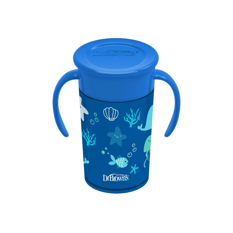Vaso 360° con asas 300ml 9M+ Azul, Dr.Brown&