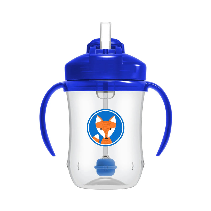 Vaso con asas y pajita 270ml 6M+ Azul, Dr.Brown&