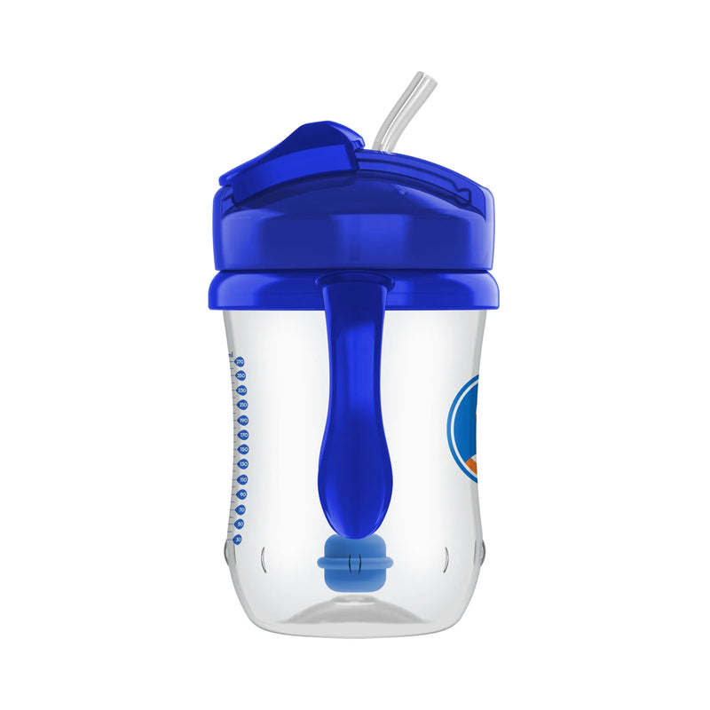 Vaso con asas y pajita 270ml 6M+ Azul, Dr.Brown&