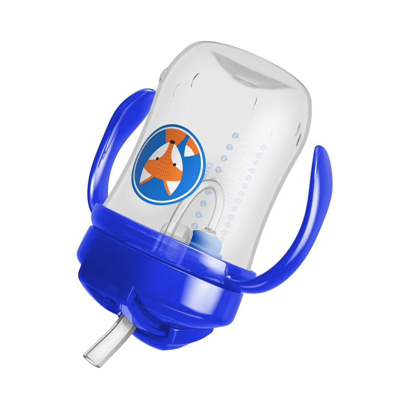Vaso con asas y pajita 270ml 6M+ Azul, Dr.Brown&