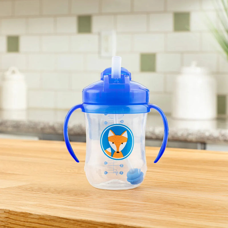 Vaso con asas y pajita 270ml 6M+ Azul, Dr.Brown&