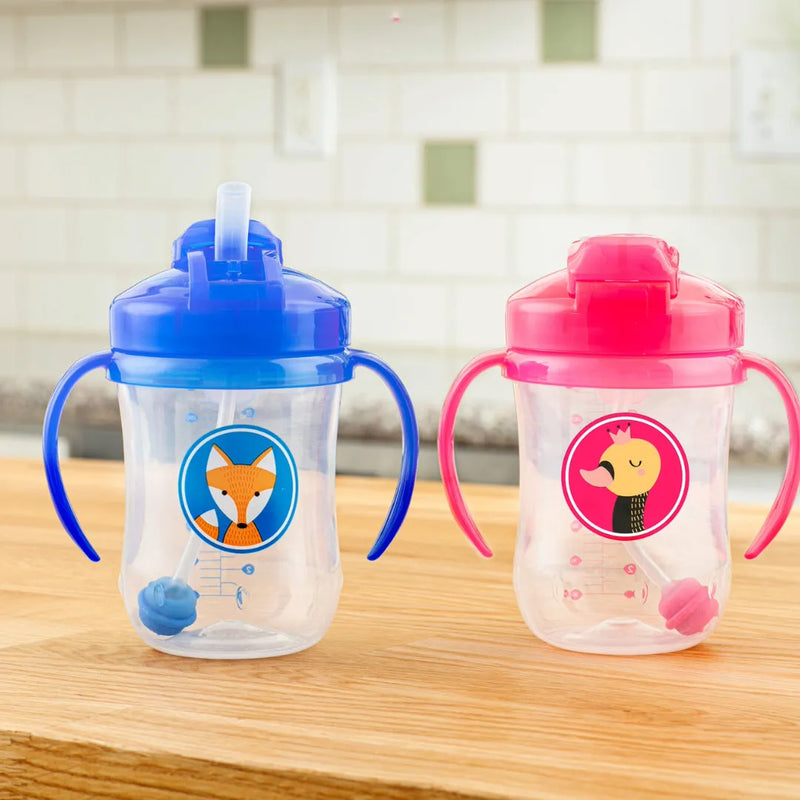 Vaso con asas y pajita 270ml 6M+ Azul, Dr.Brown&