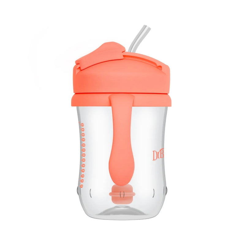1er Vaso con asas y pajita 270ml 6M+ Coral, Dr. Brown&