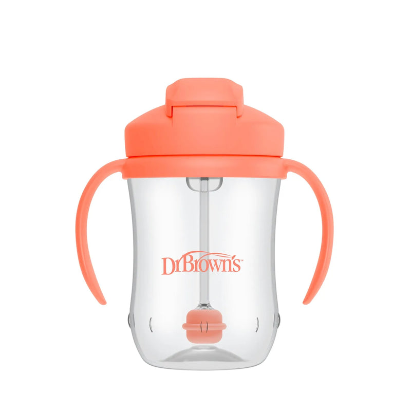 1er Vaso con asas y pajita 270ml 6M+ Coral, Dr. Brown&