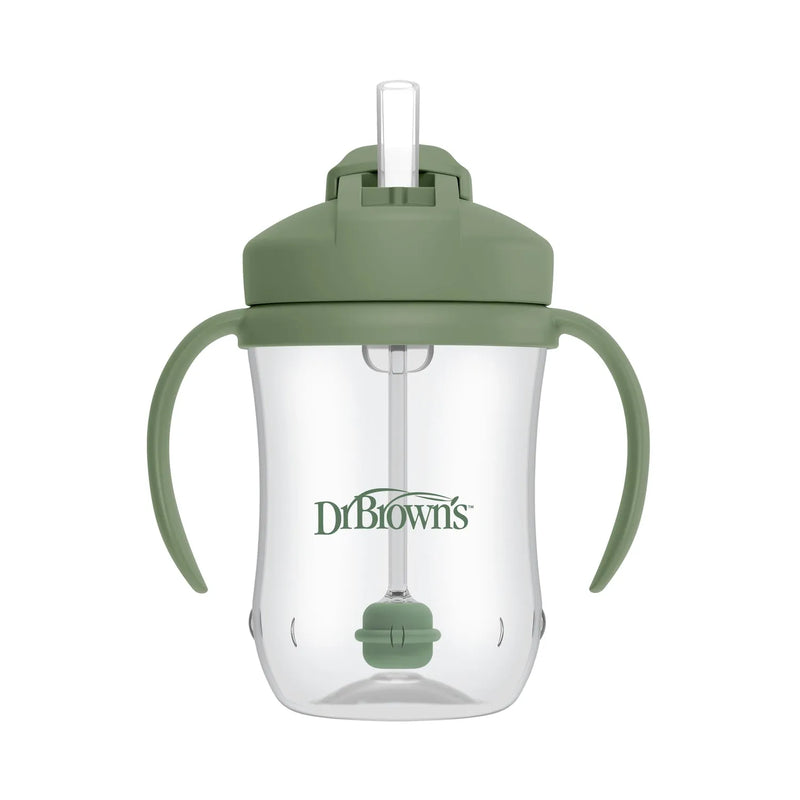 1er Vaso con asas y pajita 270ml 6M+ Verde, Dr. Brown&