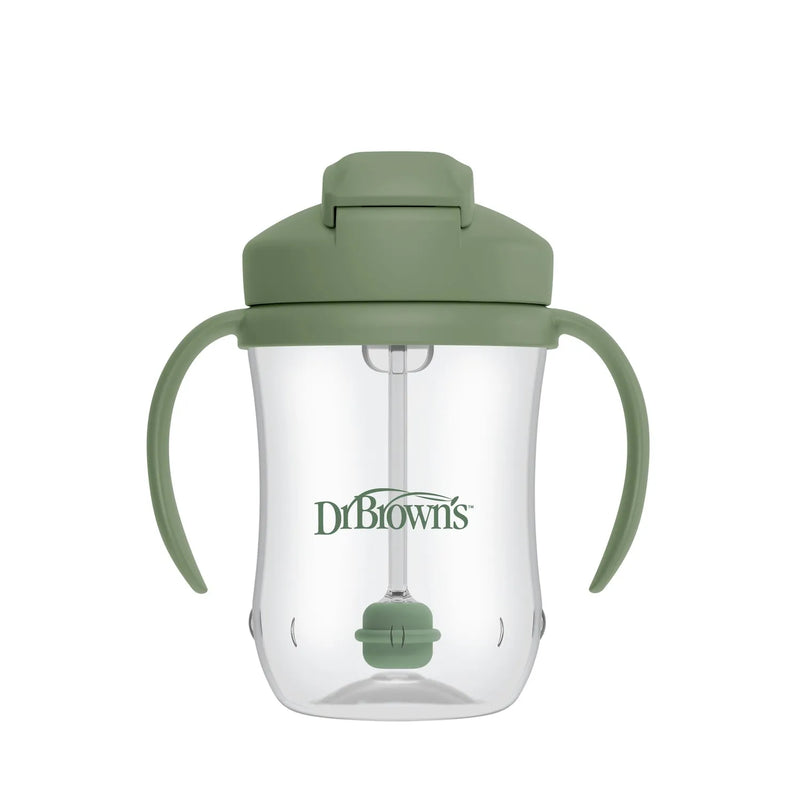 1er Vaso con asas y pajita 270ml 6M+ Verde, Dr. Brown&