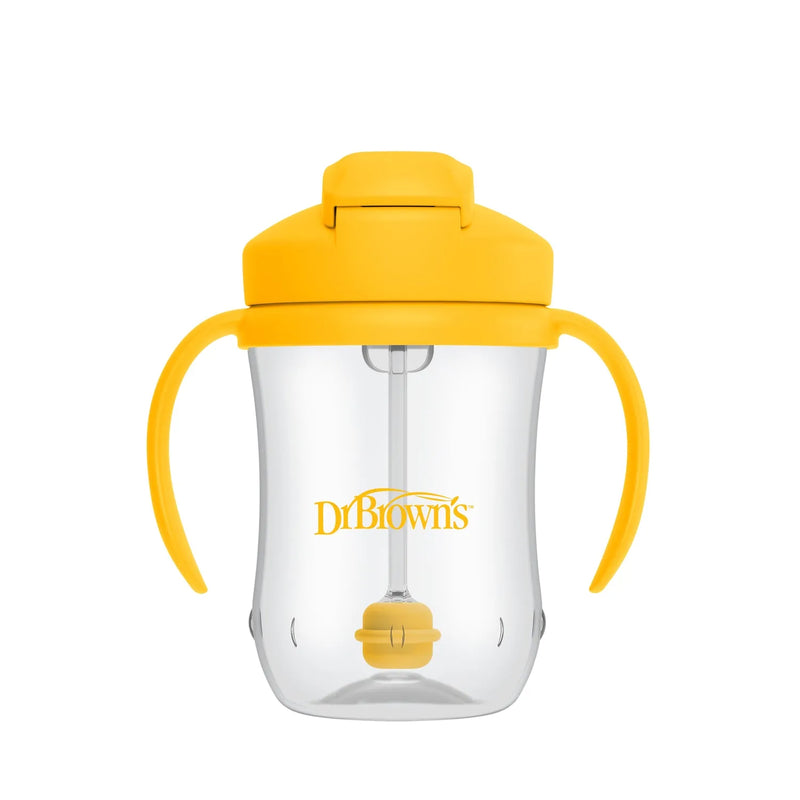 1er Vaso con asas y pajita 270ml 6M+ Amarillo Vintage