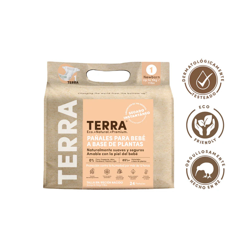 Pañales Terra Biodegradables Talla RN 24 uns
