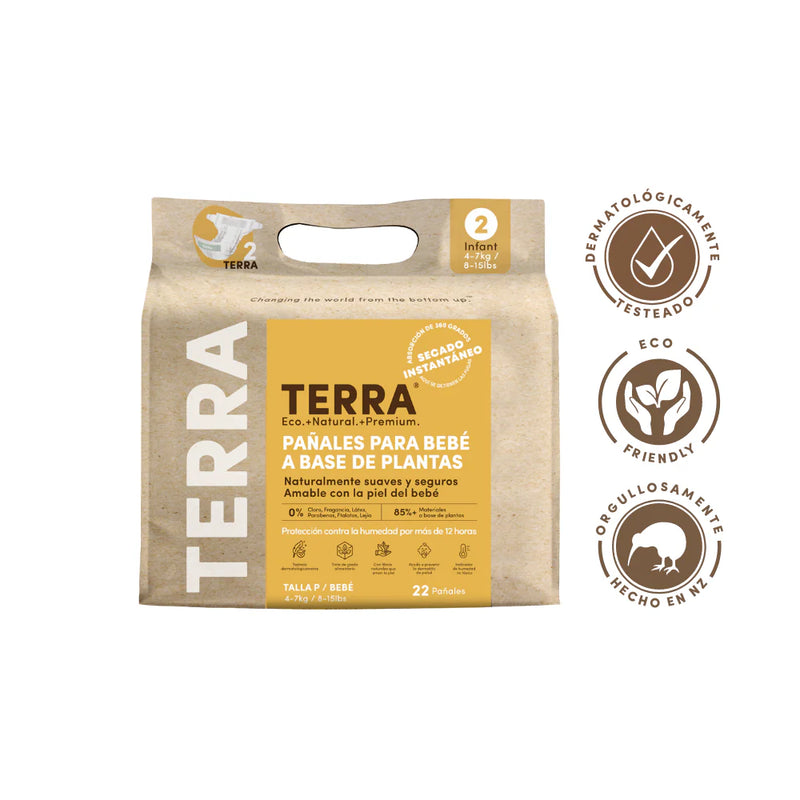Pañales Terra Biodegradables Talla P 22 uns