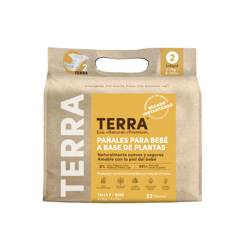 Pañales Terra Biodegradables Talla P 22 uns
