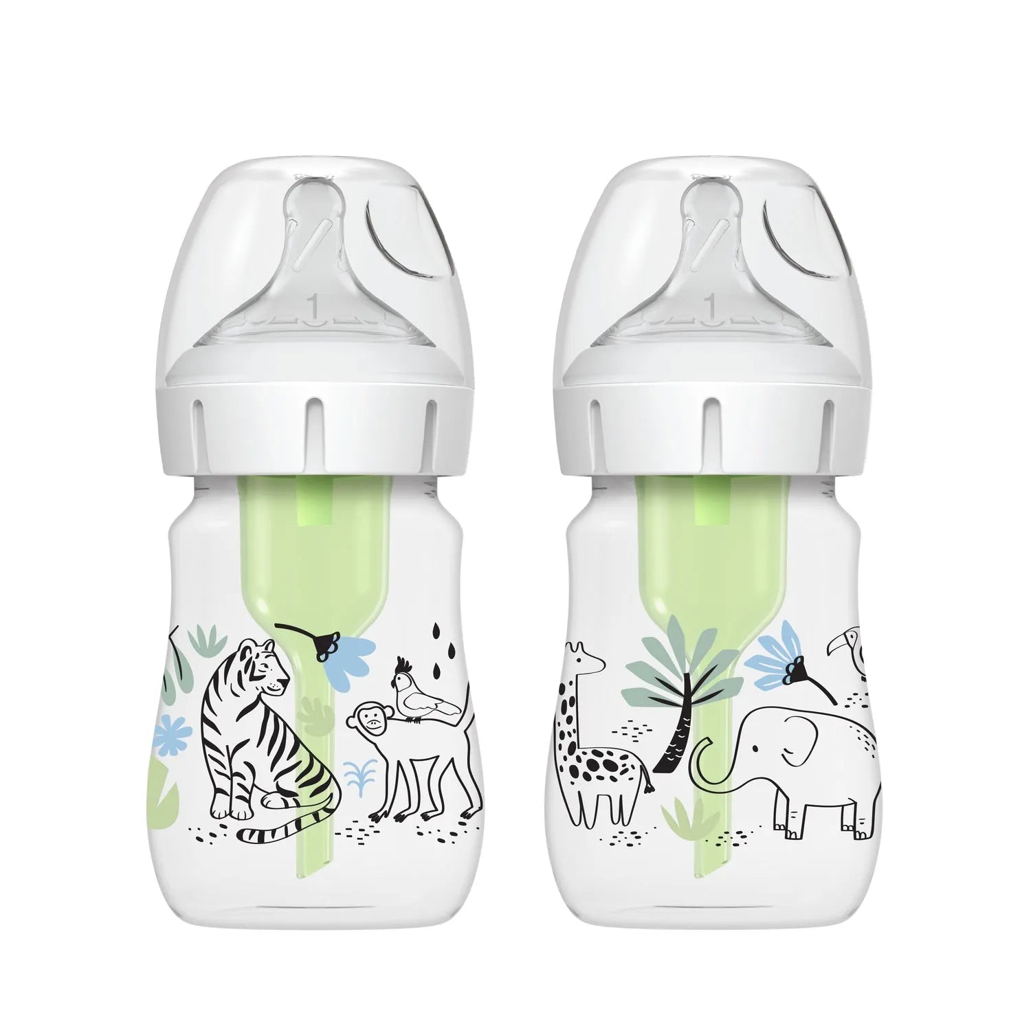 Pack 2 Mamaderas Anticólico Boca Ancha 150ml, Jungla, Dr. Brown's