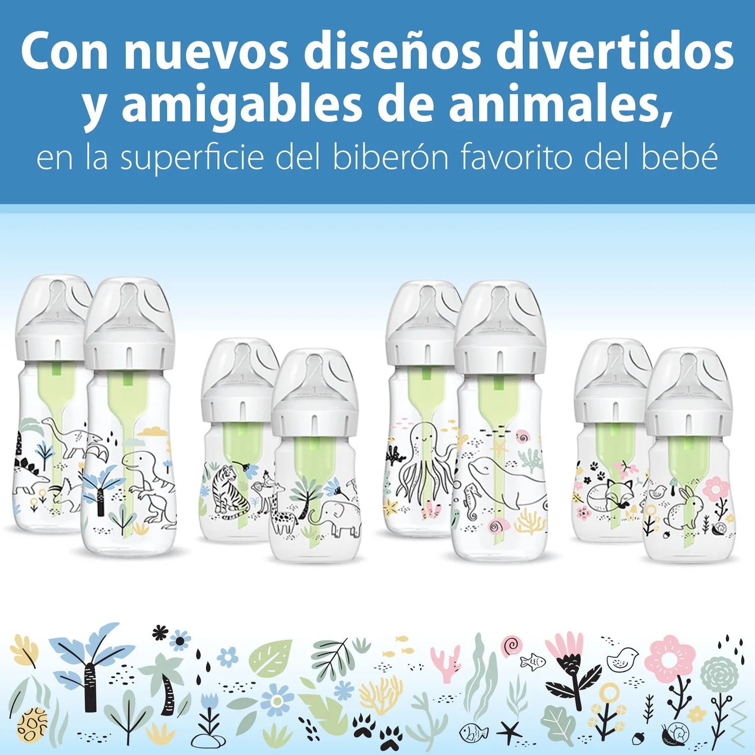 Pack 2 Mamaderas Anticólico Boca Ancha 150ml, Jungla, Dr. Brown's