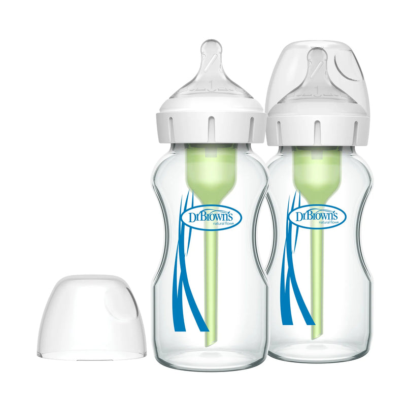 Pack 2 Mamaderas Anticólico Boca Ancha Vidrio 270ml, Dr.Brown&